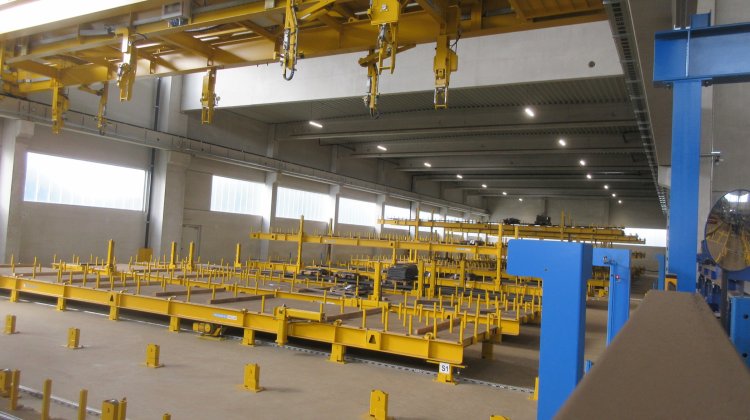 Automatic storage transport pallets - precast concrete plant