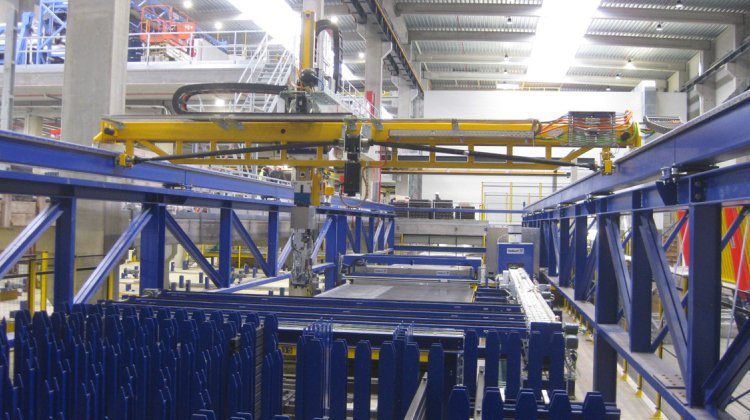 Interior view of precast concrete plant - shuttering robot 